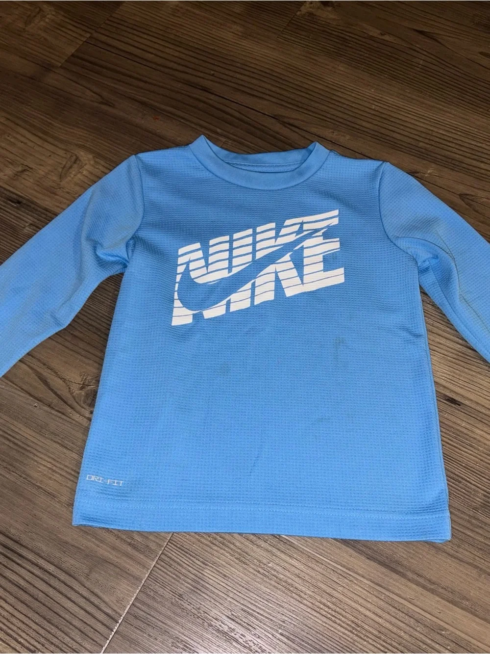 Nike Light Blue Long-Sleeve Youth Dri-FIT Tee with White Logo
